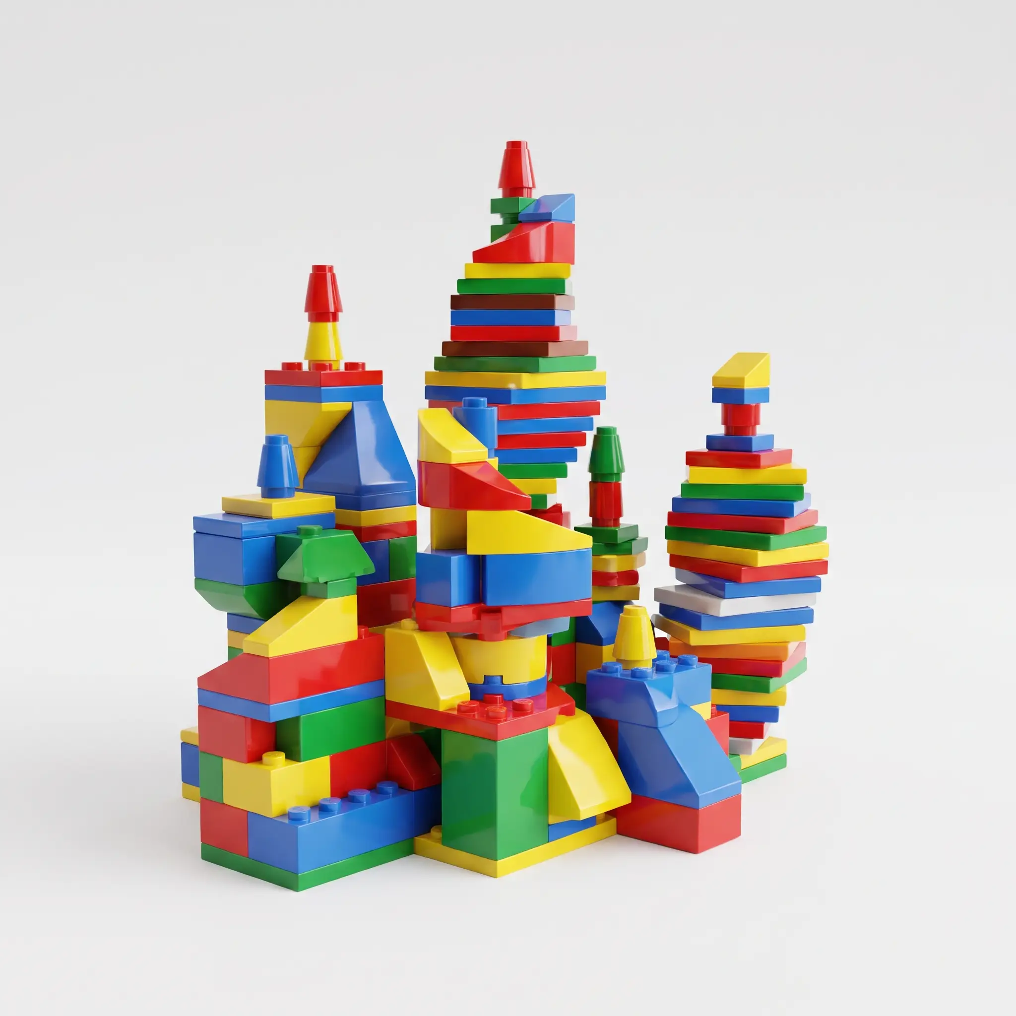 Colorful building bricks in an abstract sculpture